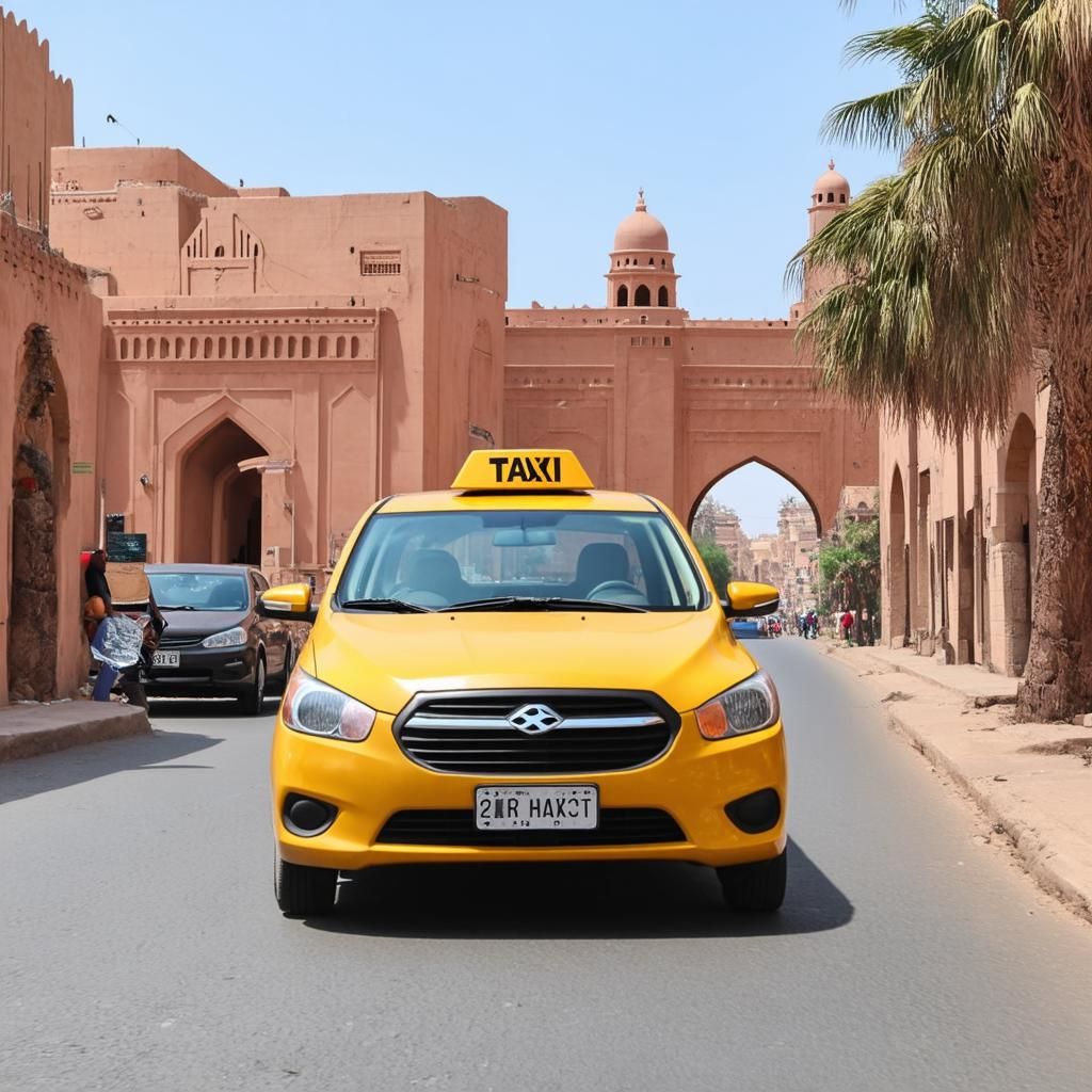 Di chuyển bằng taxi đến cổng Bab Mansour